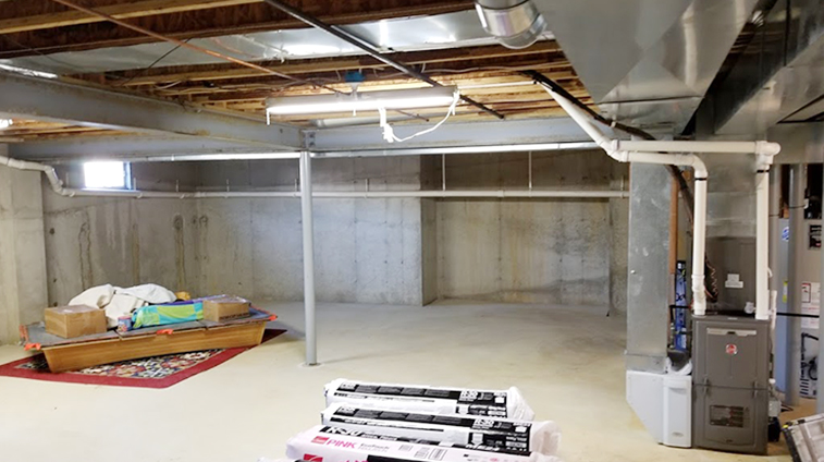 Basement in Ocean County before Rasinski Construction Remodel