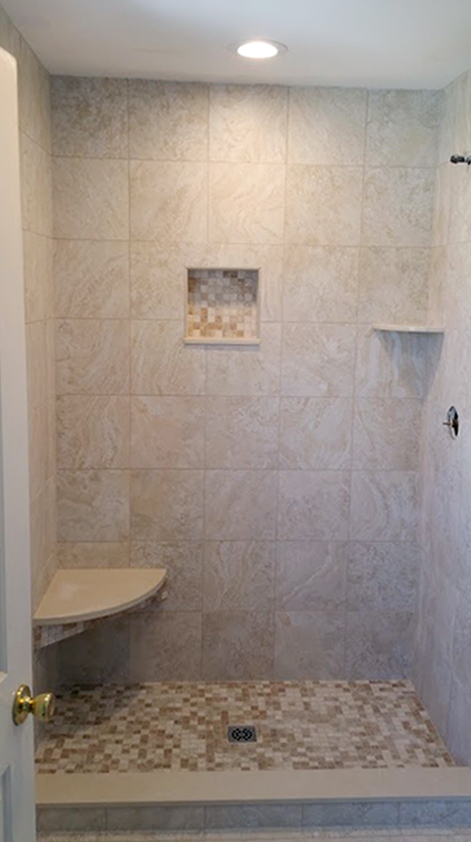 Tiling of Shower for Manasquan NJ Bathroom Remodel by Rasinski Construction