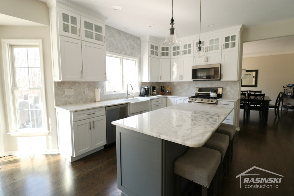 kitchen remodel in mercer county NJ - close up of island and backsplash - by Rasinski Construction