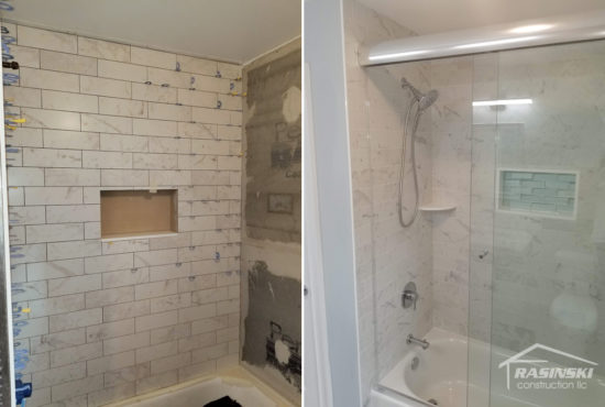 Shower Installation in a Bathroom in Ocean County NJ by Rasinski Construction