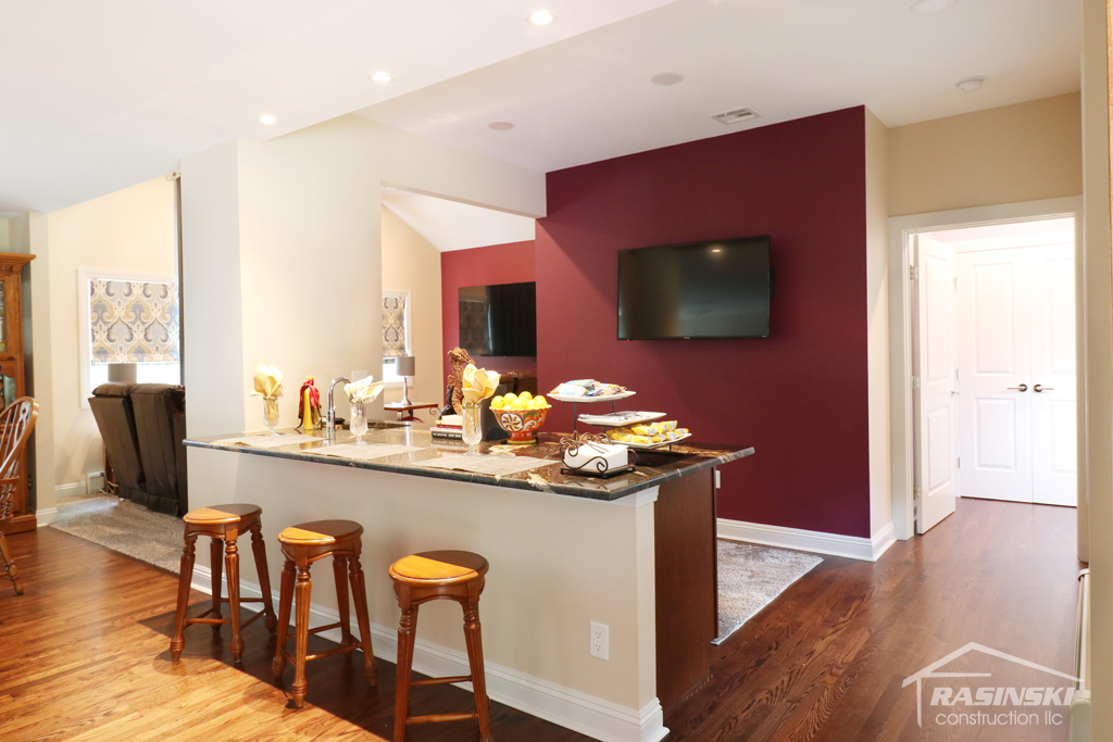 Bar Seating Area in New Home Addition in Monmouth County NJ by Rasinski Construction