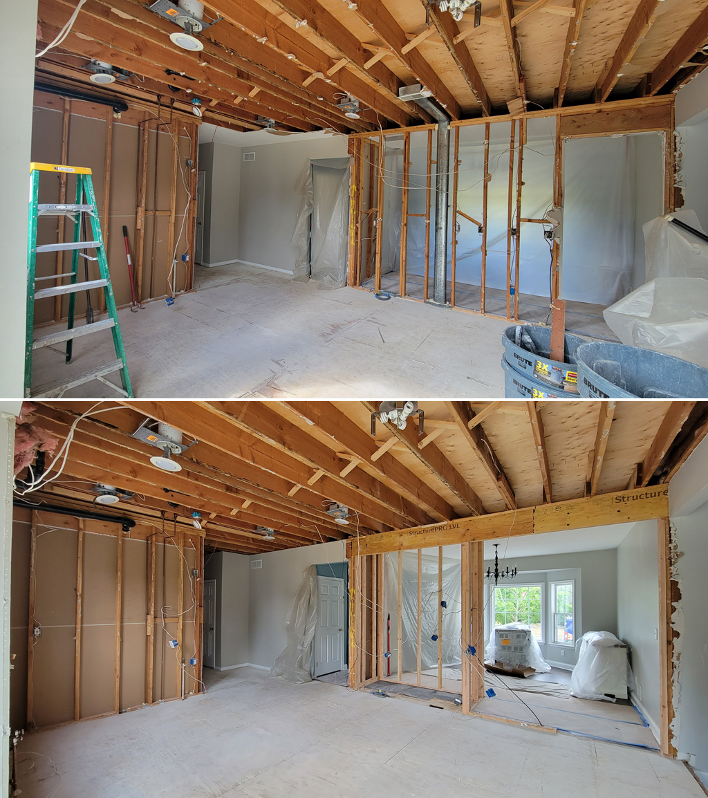 Demo of Wall Between Kitchen and Dining Room