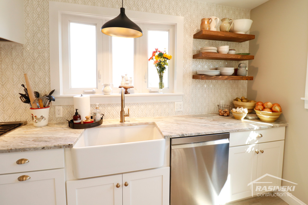 Farmhouse Sink in Burlington County NJ Kitchen Remodeling Project by Rasinski Construction
