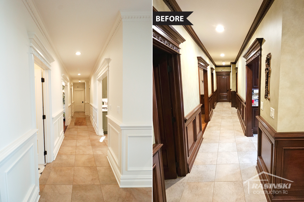 Before and After photos of a home remodel in Colts Neck NJ completed by Rasinski Construction