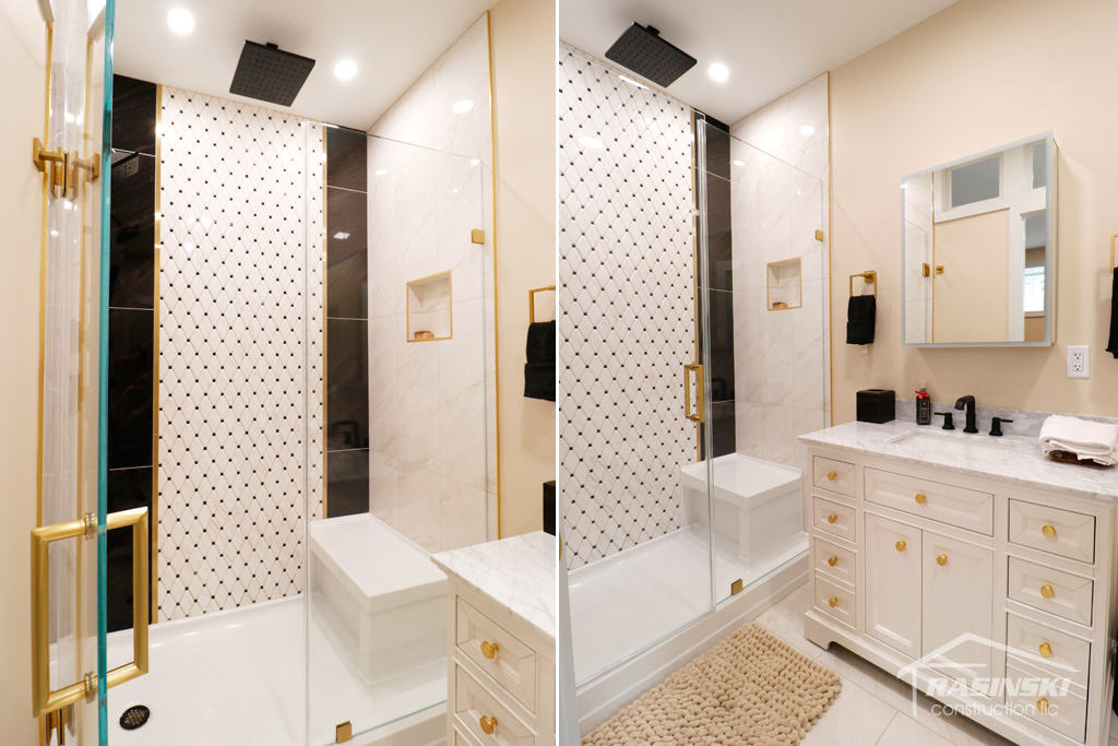 Bathroom Features in a Basement Finishing Project in Howell NJ by Rasinski Construction