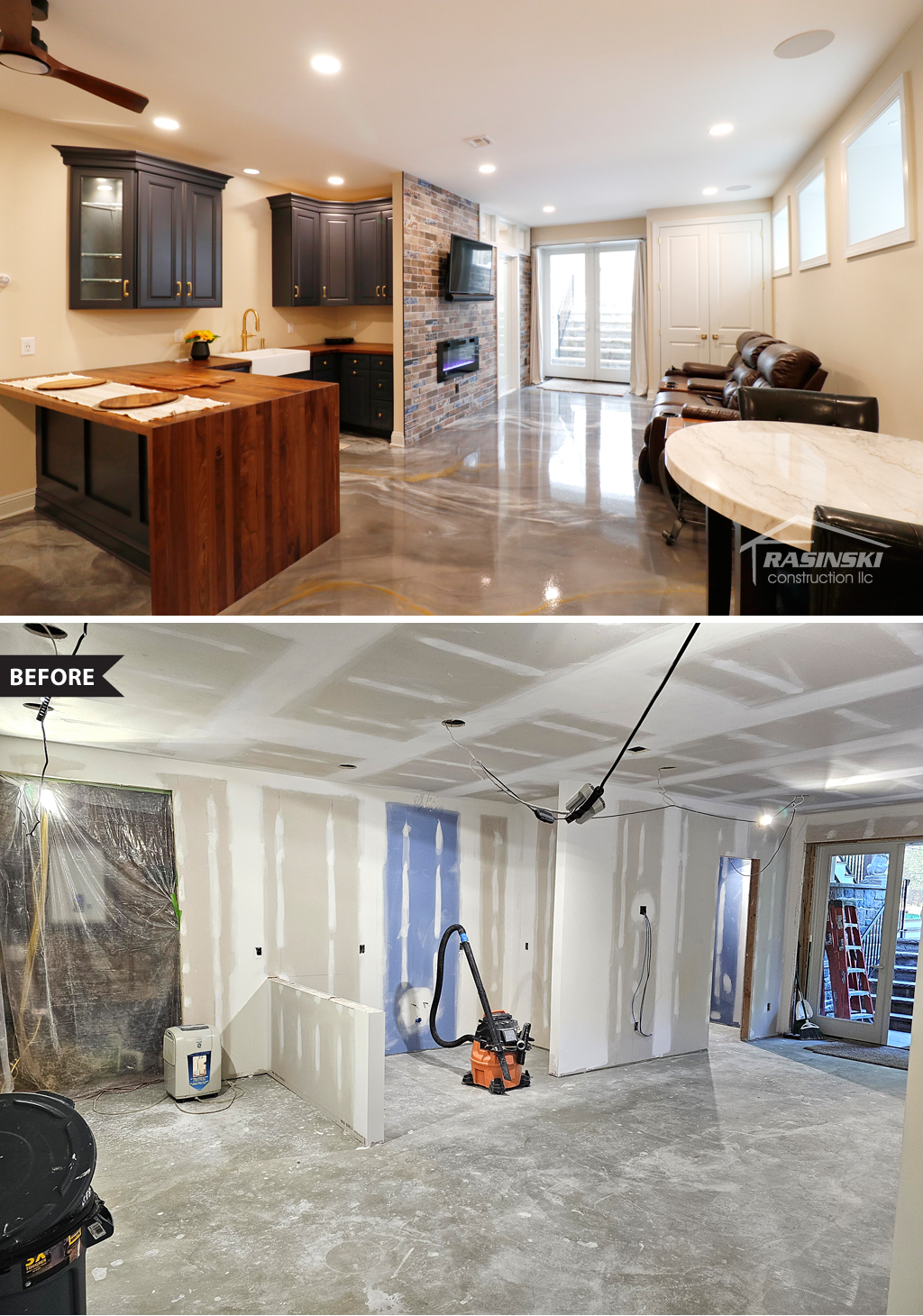 Before and After Photos of Howell NJ Basement Finishing Project – Rasinski Construction