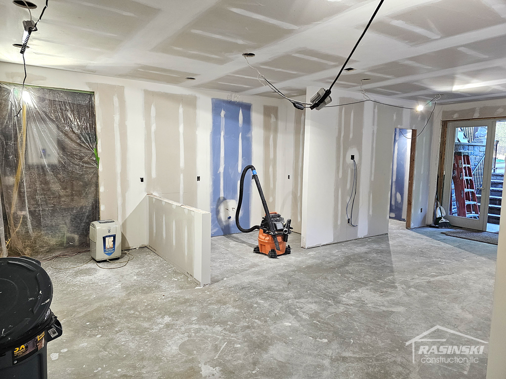 Sheetrocking Phase of a Basement Finishing Project in Howell NJ