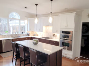 Before and after kitchen remodel completed by Rasinski Construction in central NJ